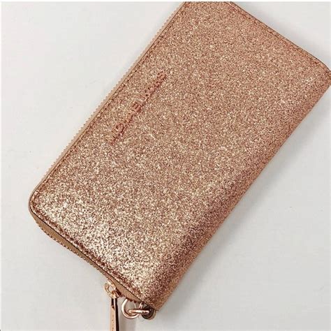 michael kors rose gold sparkle wallet|michael kors pink wallet sale.